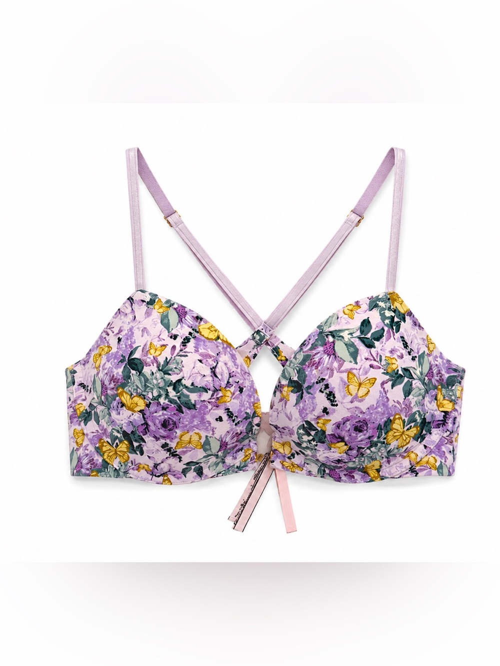 Victoria's Secret Lavender Floral Push-Up Bra with Yellow Accents